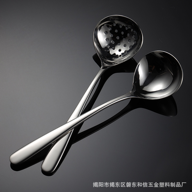 Élégant 304 en acier inoxydable épaisse soupe coquille cuillère à soupe hot pot cuillère commune cuillère Passoire une personne pot soupe coquille