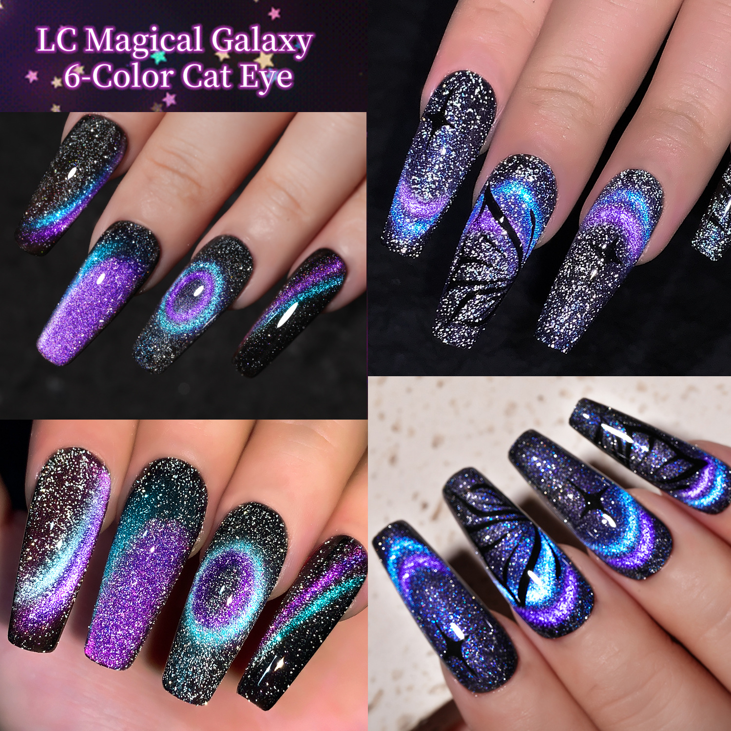 Magic Galaxy Eye Uña Gel 2025 nuevo Peacock Purple Eye Uña Gel de alta densidad