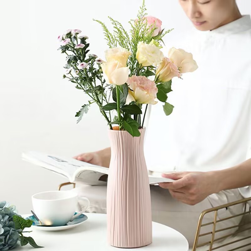 Nordic imitation ceramic vase plastic vase home living room office decoration creative simple vase wholesale