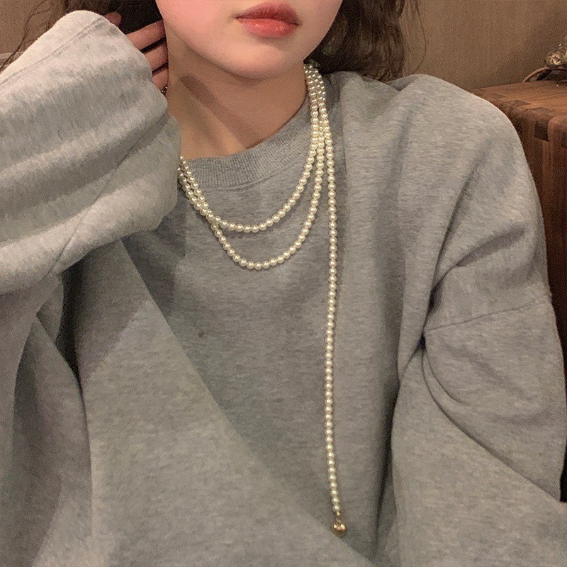 法式不规则长款珍珠项链轻奢高级感毛衣链小众设计感百搭项饰饰品|undefined