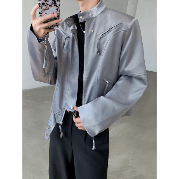Demi-season metal glossy short silky shoulder pads