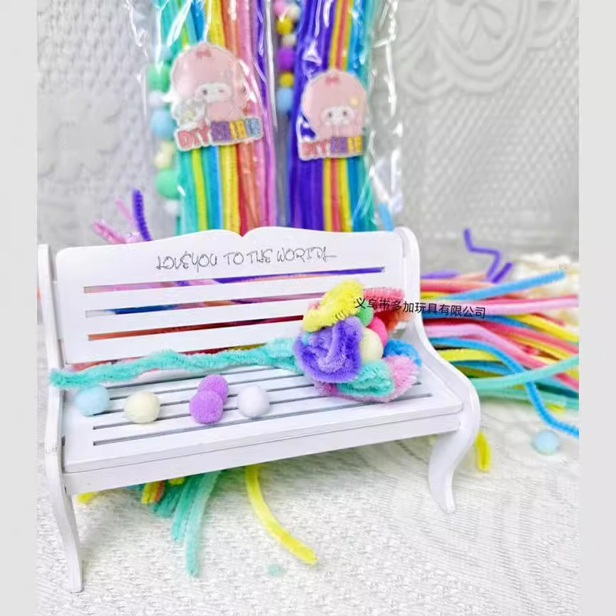 B100 macarón torsión varilla de torsión ramo de raíz de peluche material DIY juguetes de puzzle para niños hechos a mano pelo ultra denso