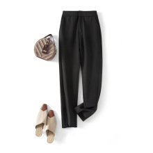 2025年秋季新款黑色休闲裤女高腰不规则脚口显瘦小脚西裤九分裤