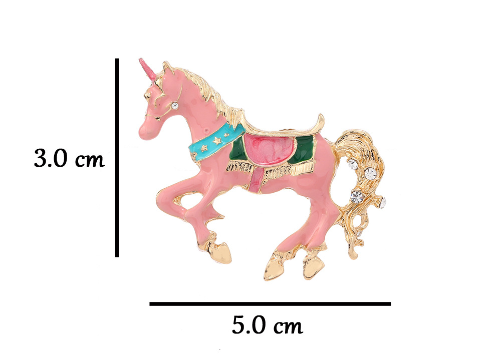 Cartoon-stil Retro Einhorn Legierung Emaille Inlay Strasssteine Frau Broschen display picture 2