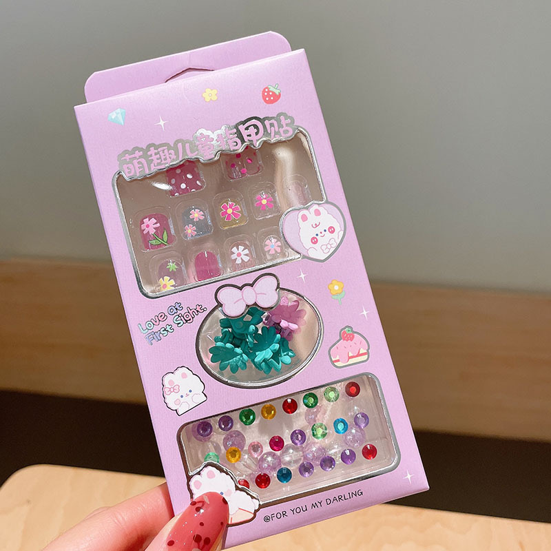 Niños dibujos animados estereoscópicos pegatinas de uñas niñas parches de uñas bebés desmontables impermeables uñas al por mayor