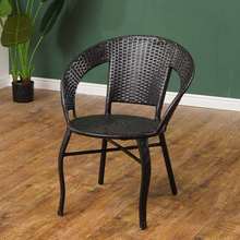 藤编椅子餐椅靠背椅子餐厅简约现代时尚编织室内餐馆藤椅三件套J*