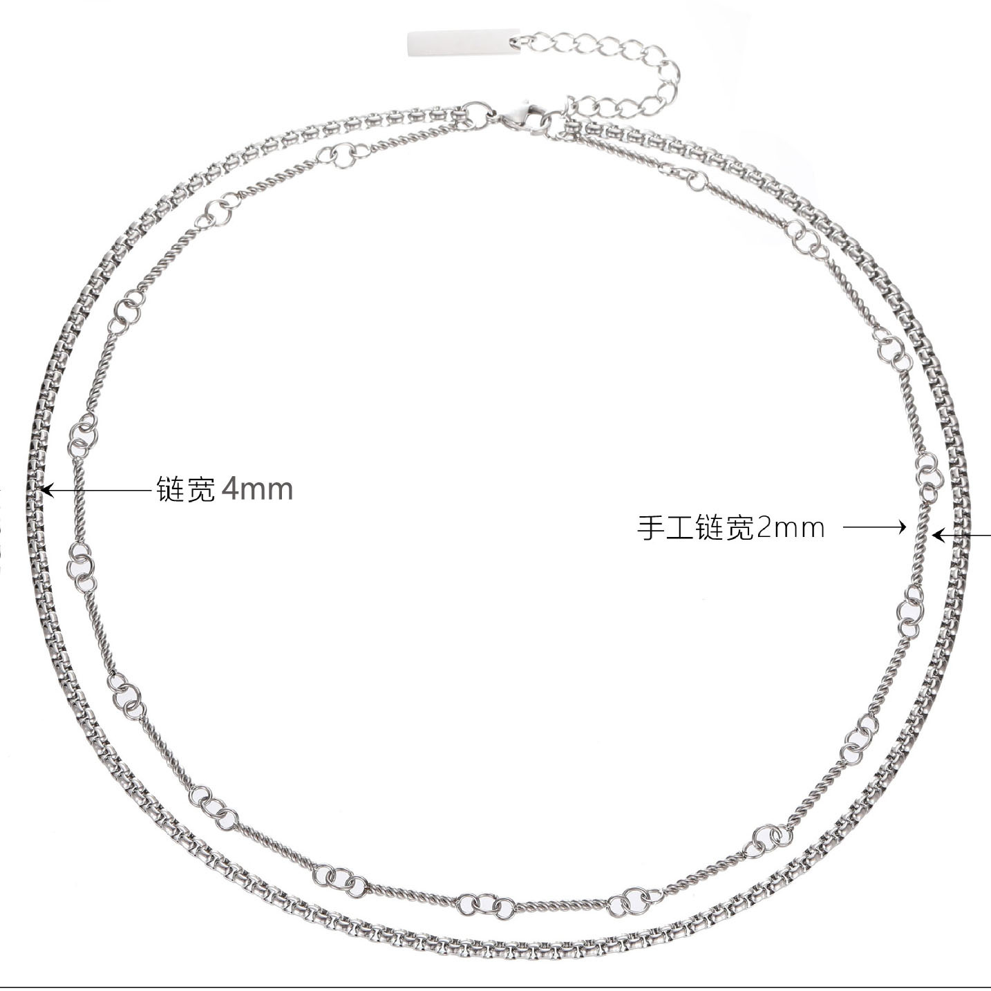 35g Weight 304 Stainless Steel Pendant Material Simple Style Geometric Titanium Steel Unisex Chain Necklace Men Layered Necklaces