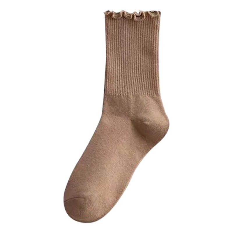 Socks Women's Mid-Calf Spring & Fall Sexy Fungus Lace Ins Japanese Style Versatile Pile Autumn and Winter Jk Women's Socks