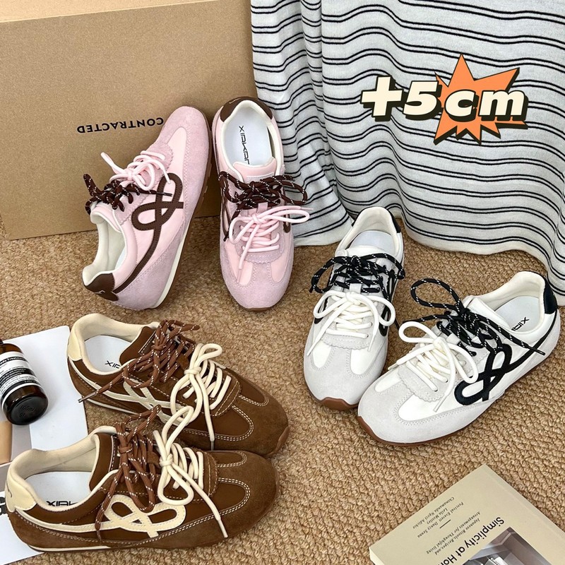 牛皮版~内增高5cm德训鞋女鞋2025年秋季新款运动休闲阿甘鞋潮|undefined