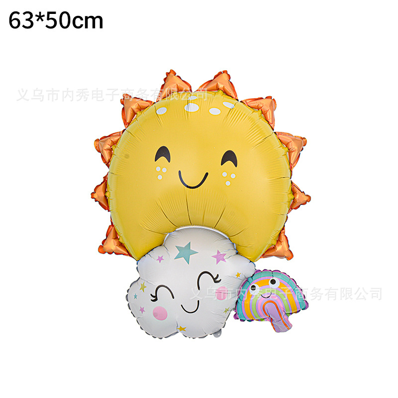 Globo de nube sonriente globo de luna de sol de dibujos animados arco iris decoración de cumpleaños modelo cara sonriente rubor globo de nube blanca