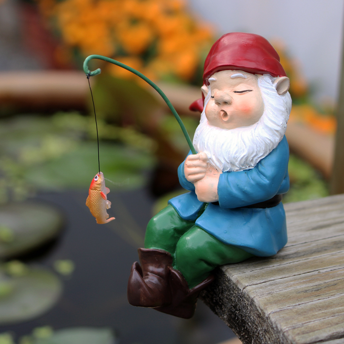 Creative Garden Sleeping Posture Fishing Dwarf Ornaments Courtyard Small Ornaments Creative Gardening Decorations Resin Dwarves