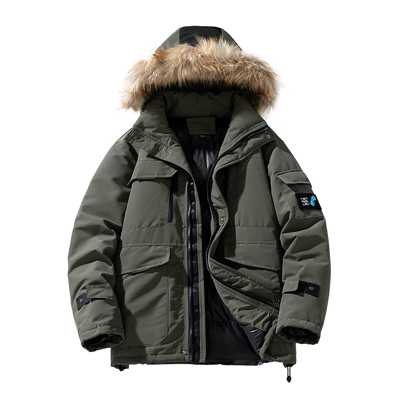 Men's Clothing 2024 new autumn and winter fur collar cotton coat men's thickened coat mid length cotton coat trendy Silk cotton cotton coat_voghion.com