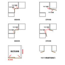 180度270L型90°转角衣柜门铰链165度联动门135橱柜合页175大角度