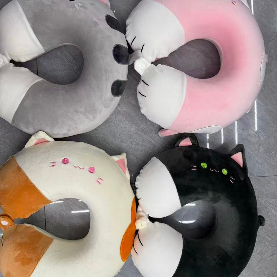 Almohada en forma de U al por mayor transfronteriza de algodón de memoria doble pico desmontable una variedad de almohada de siesta en avión almohada portátil de protección del cuello almohada
