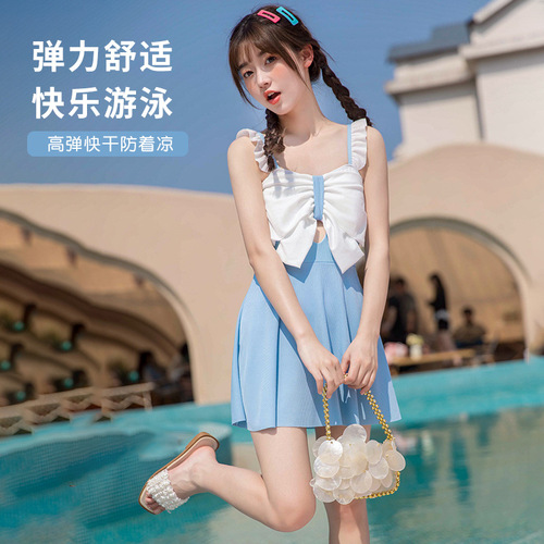 Children's swimsuit for girls, middle-sized children and teenagers, cute and fashionable, spaghetti strap dress, oceanic and temperate climate, resort and hot spring swimsuit