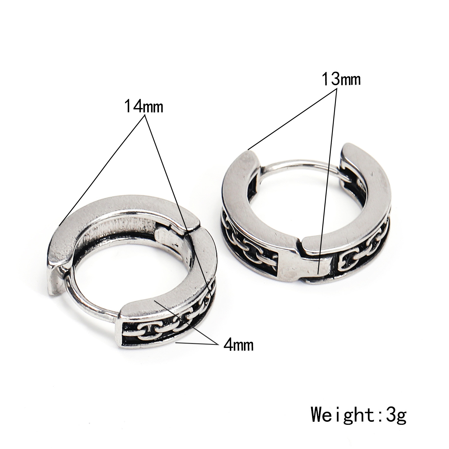 Punk Modern Style Cool Style Geometric Titanium Steel Unisex Earrings 1 Piece display picture 1