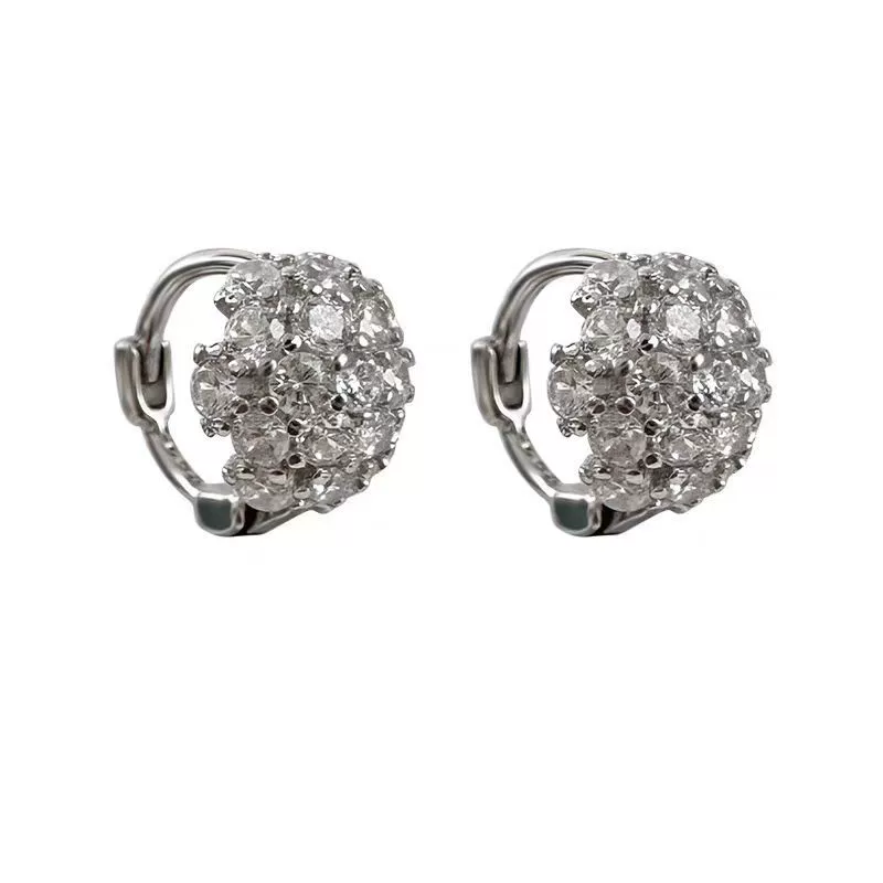 Universal earrings, silver 925 sample, diamond encrusted, high-quality style