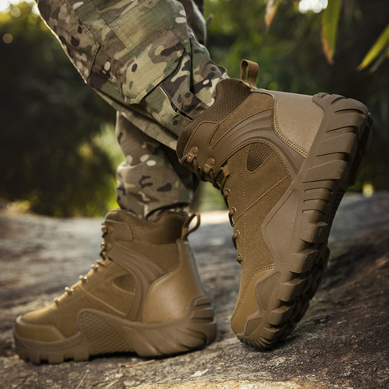 Una pieza de botas tácticas de mano baja para hombres, botas de herramientas al aire libre, botas de trekking multi-terreno