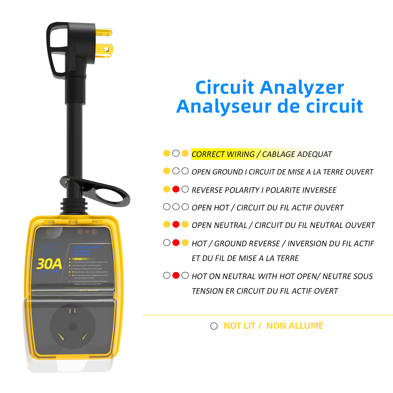 2100焦耳三芯美标30A浪涌保护器 美规防浪涌 TT-30R RV电源插座