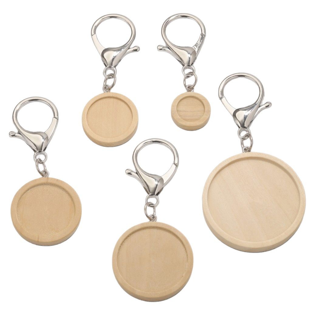 Tempos de joyas de madera redondas llavero de madera colgante accesorios DIY bandeja en blanco