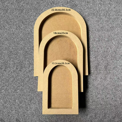 Selected factory direct sale density board picture frame for children's handmade painting clay painting wooden picture frame round arch shape