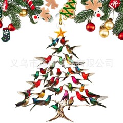 跨境新品亚克力平面仿真小鸟装饰挂件圣诞节圣诞树家居装饰吊坠