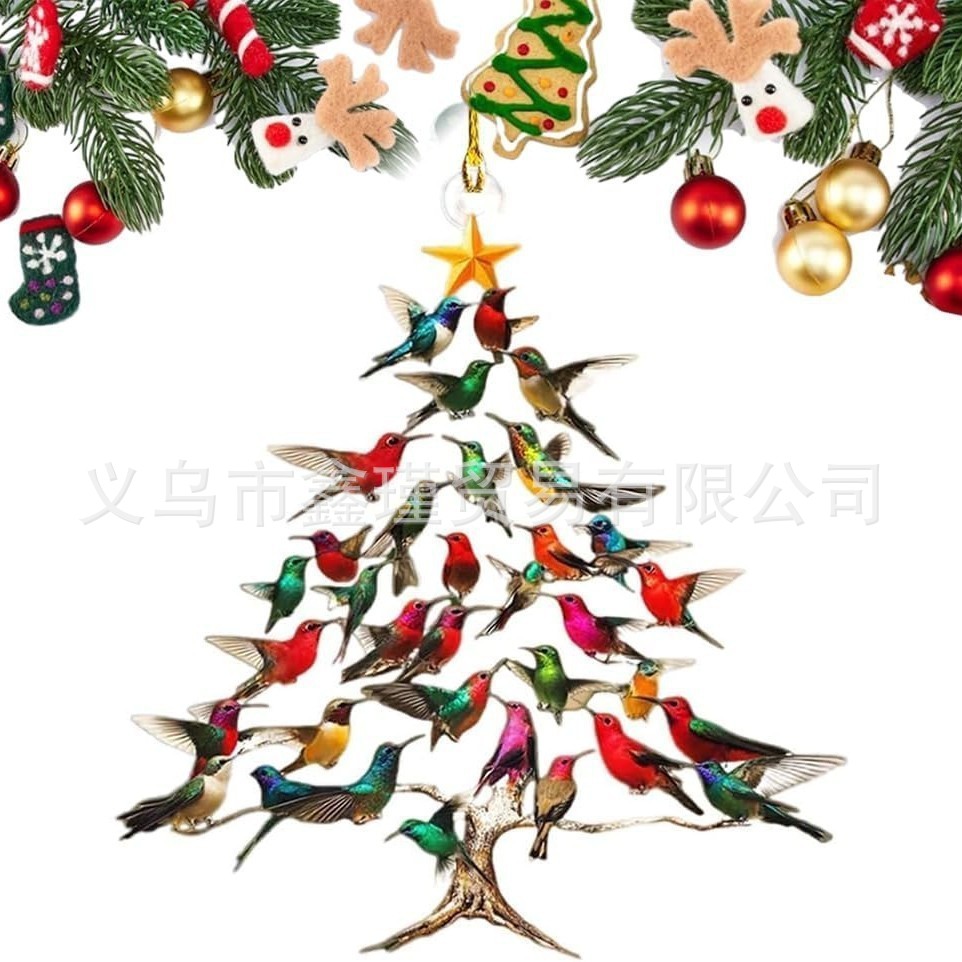 Nuevos productos transfronterizos de acrílico plano de simulación de pájaros colgante de decoración de Navidad árbol de Navidad colgante de decoración para el hogar