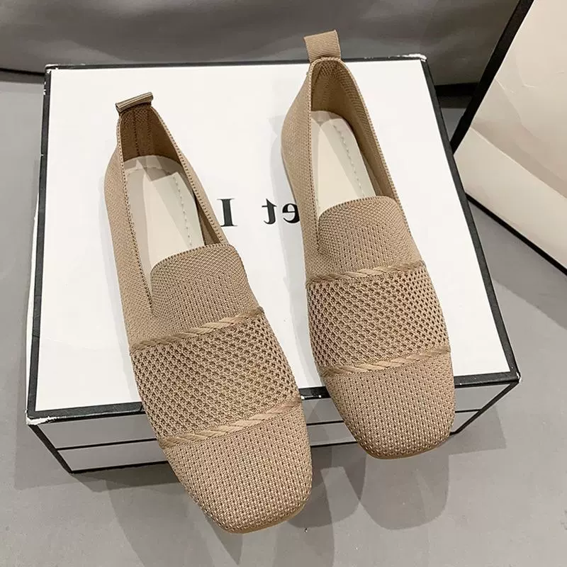 2023夏季款透气飞织软底女鞋休闲鞋平底鞋女士单鞋日常工作鞋网鞋