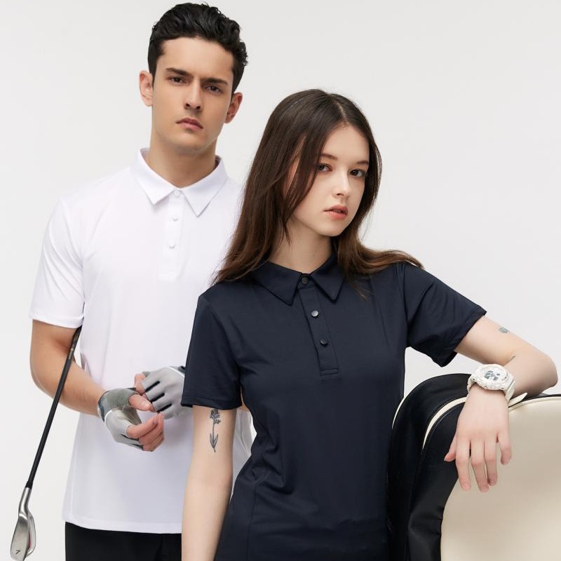 Primavera y verano deportes de ocio polo de manga corta mujer y hombre con solapa rápida secado rápido tenis transpirable bádminton ropa deportiva impresa