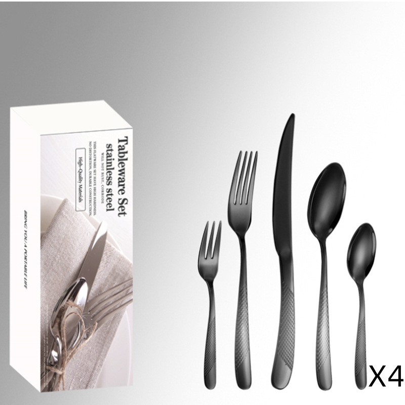 Diamante estrella cinco piezas principales caja simple cuchillo, tenedor y traje de cuchara Productos transfronterizos de Amazon de Venta caliente vajilla de acero inoxidable traje de 20 piezas