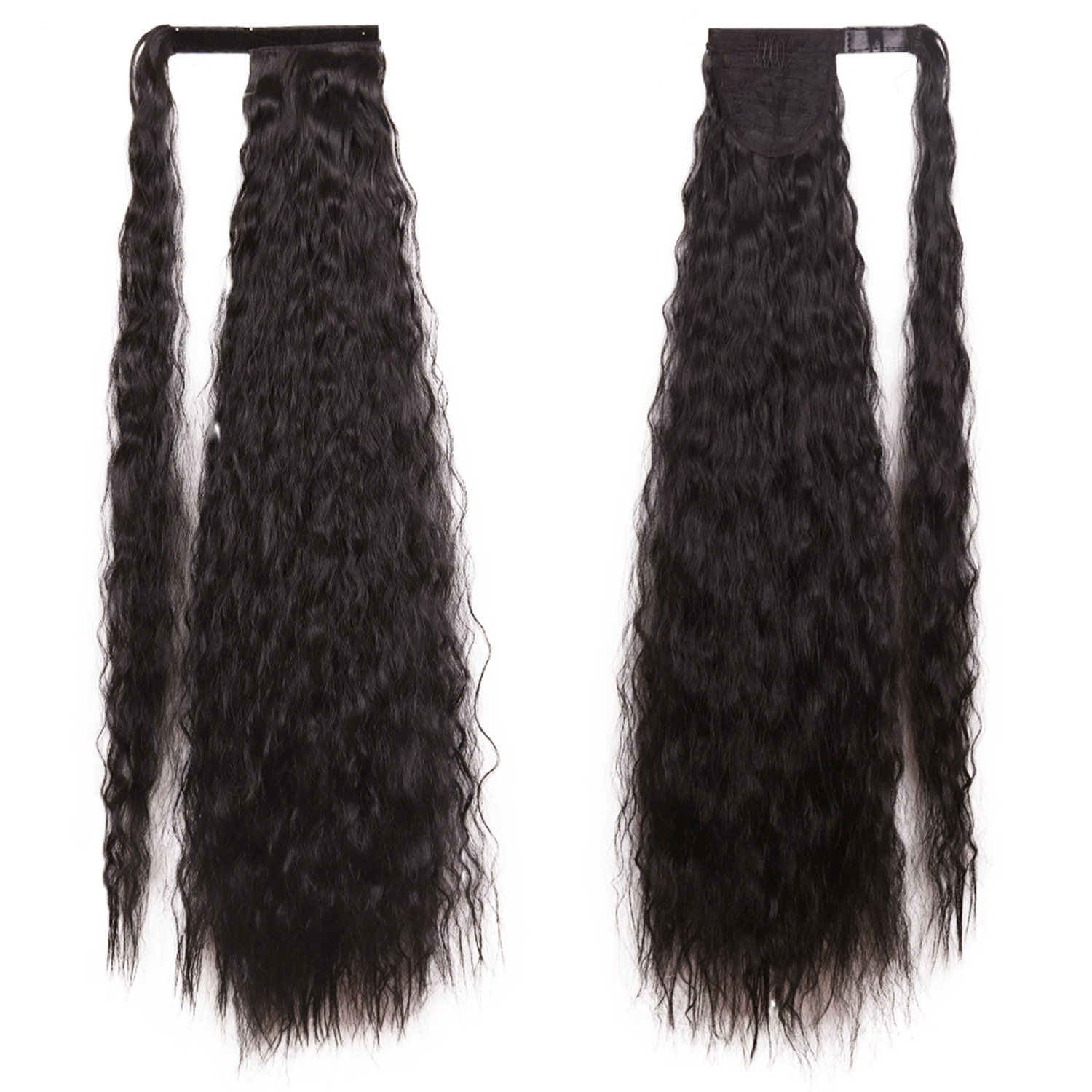 85CM peluca cola de caballo velcro maíz caliente cola de caballo largo cabello rizado fibra de caballo