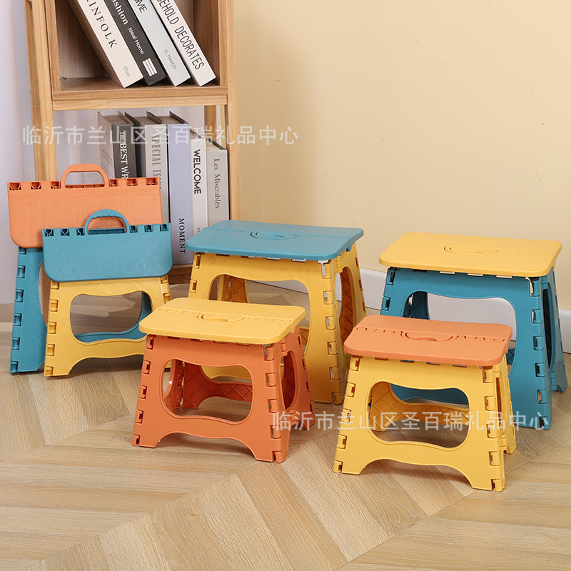 平面彩色折叠塑料凳子手提户外儿童小板凳家用成人印字可折叠