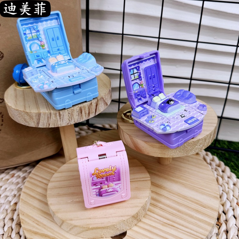 クリエイティブ新製品 3D 漫画サンリオドールハウス折りたたみ爆発スクールバッグキーホルダーおもちゃマジックペンダント|undefined