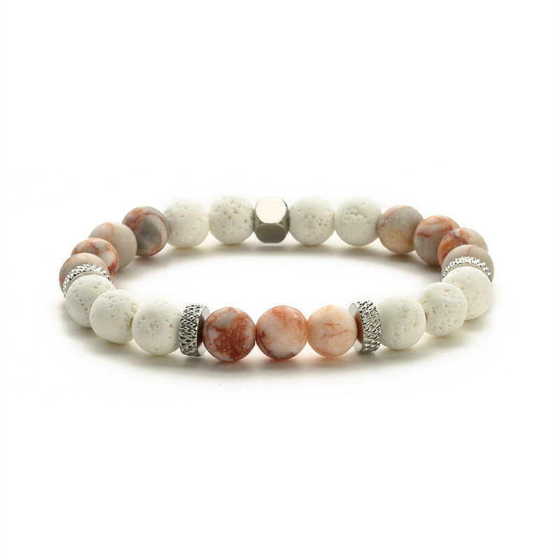 Fábrica de comercio exterior nuevo personalizado esmerilado amatista pulsera de cuentas Rosa cebra pulsera de piedra volcánica pulsera de amor transfronterizo