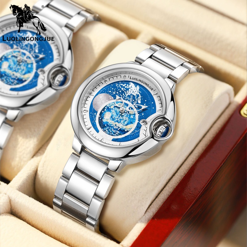 New balloon automatic mechanical watch factory wholesale men's fashion business hollow waterproof men's watch one-piece delivery