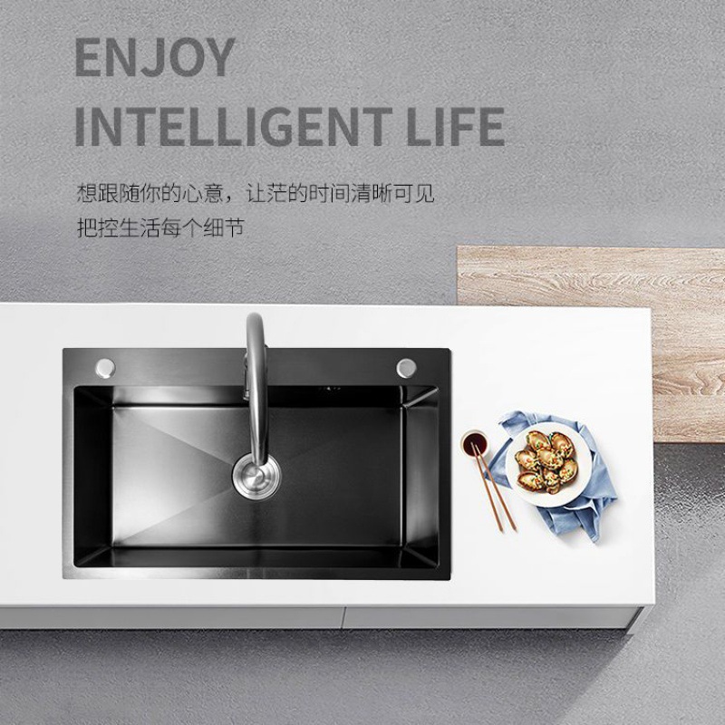 Acero inoxidable, agua negra, cocina grande, fregadero para el hogar, lavabo bajo encimera, lavabo para lavar platos, fábrica de una pieza al por mayor