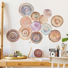 外貿波西米亞民族風彩繪圖案臥室家居裝飾牆貼貼紙自粘批發跨境