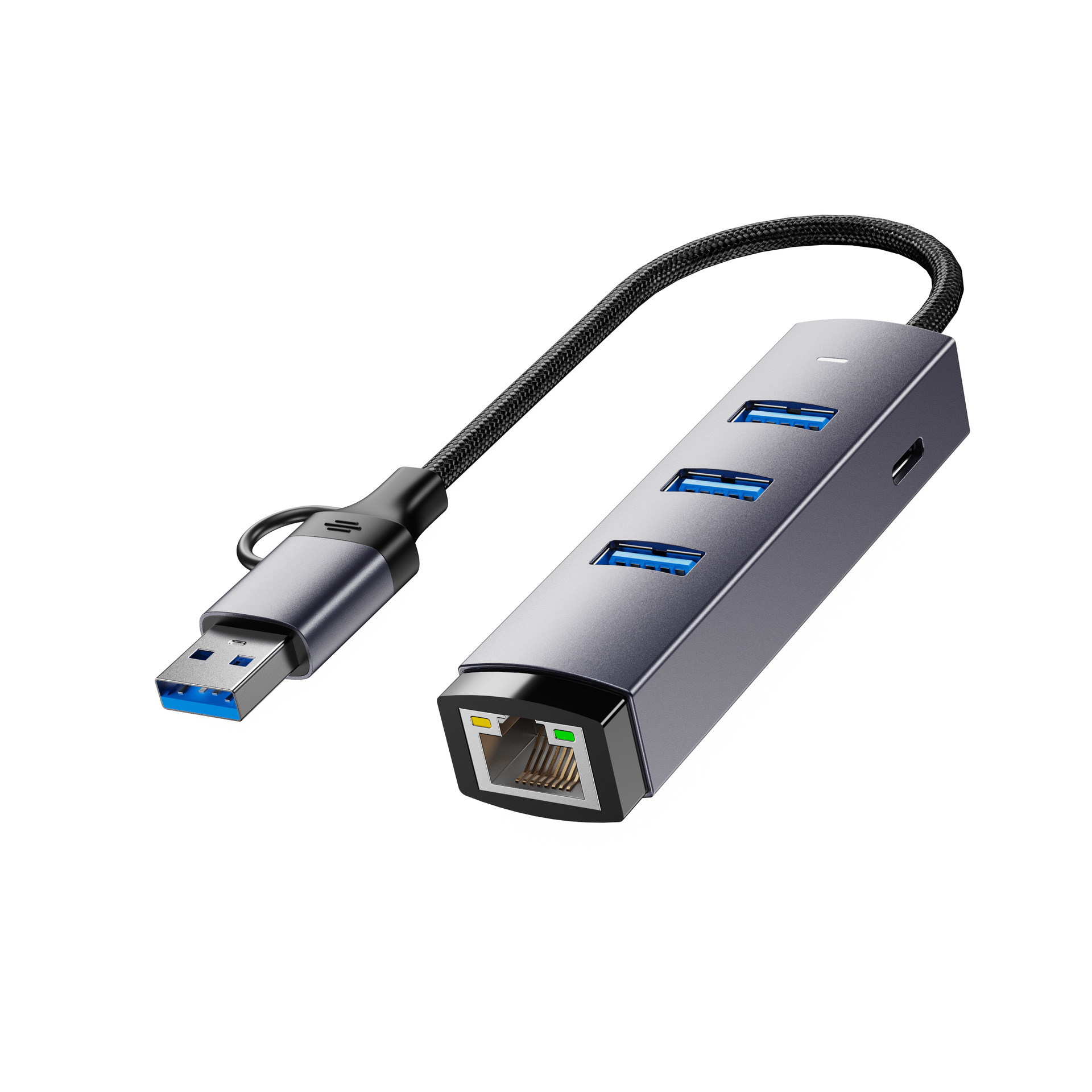 ZX149 USB/Type-c 듀얼 인터페이스 기가비트 네트워크 카드 + 3포트 3.0HUB [새 모델]