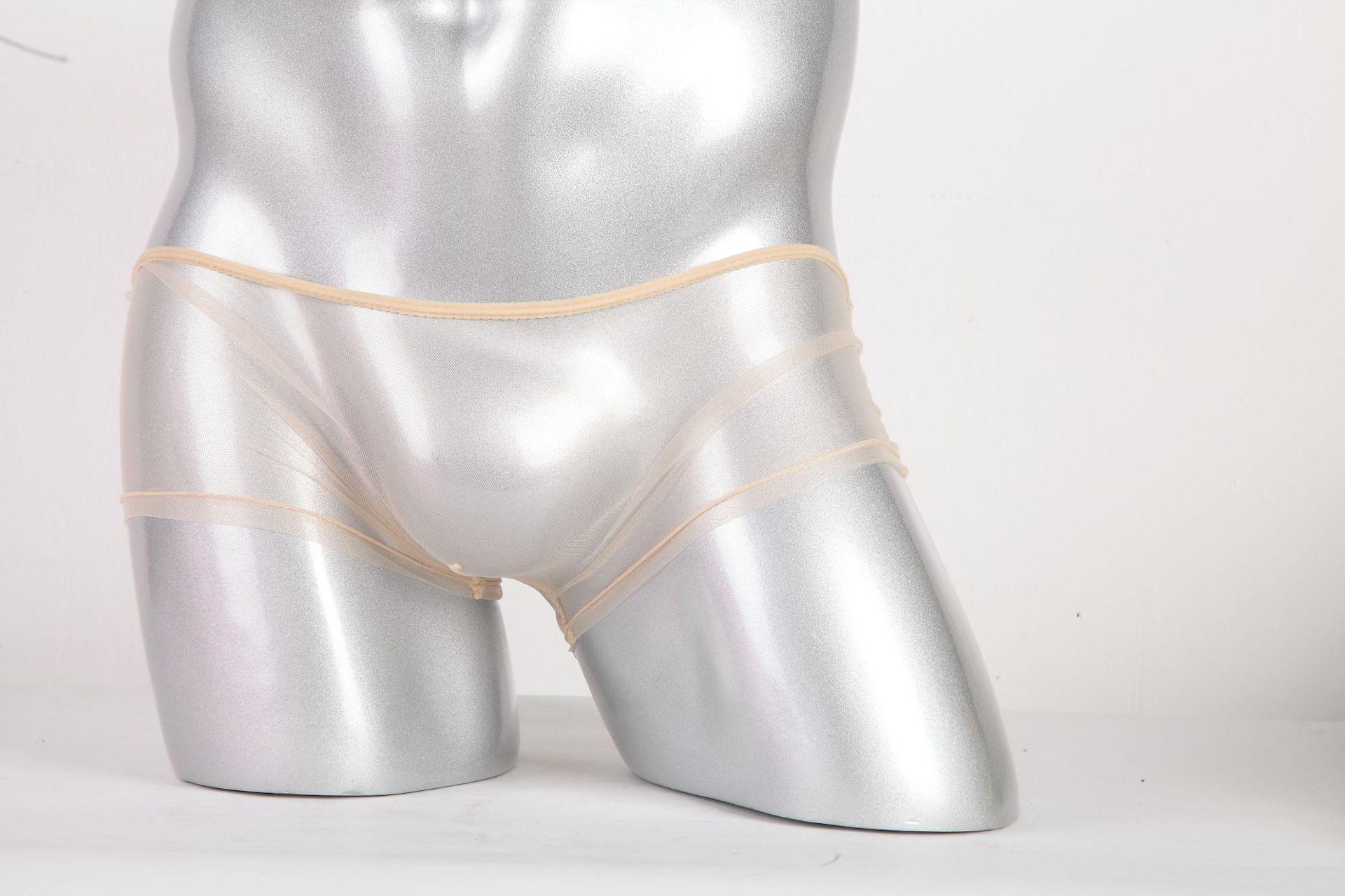 Ropa interior de los hombres de malla delgada ver a través de malla bolsa de cintura baja boxeadores más el tamaño C- 092