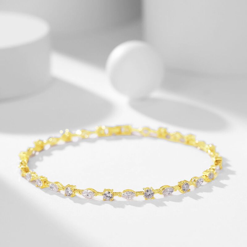 Small Fresh 14K Gold Inlaid Cultured Diamond Bracelet Thin Different Shape Diamond Design Sense Female Export K Gold Bracelet