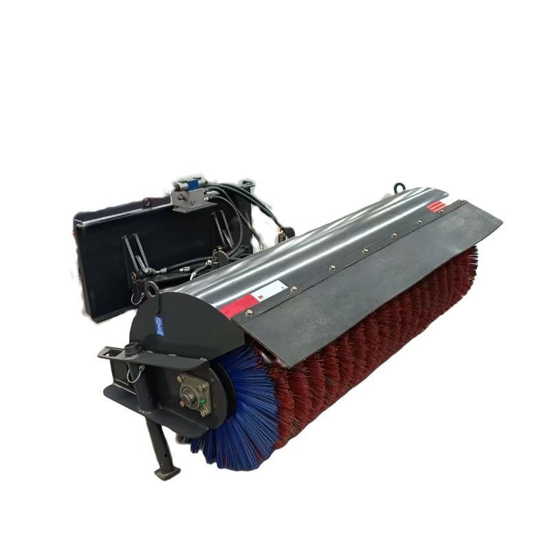 Máquina deslizante equipada con barredora de nieve hidráulica, cepillo de rodillos de remoción de nieve pequeño, fuerte poder de remoción de nieve flexible