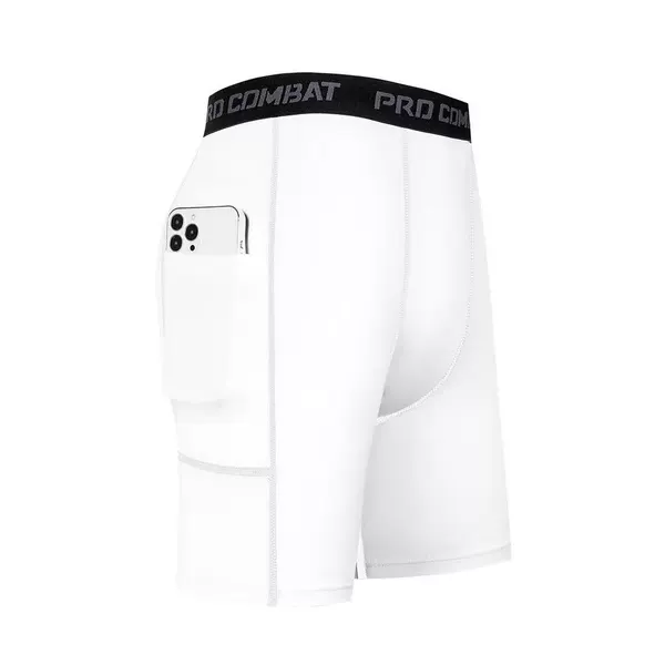 Men's Pro Fitness Shorts with Pockets, Sports Running Training, Sweat-Wicking, Quick-Drying, Stretchy Tight Shorts