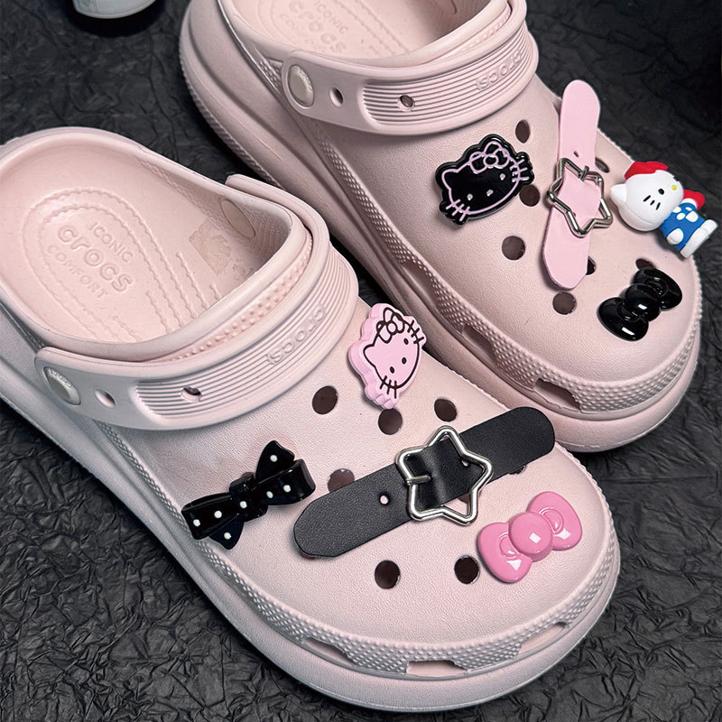 夏のスリッパ靴花漫画ハローキティ下駄アクセサリー靴バックル靴花セット diy アクセサリーリトルレッドブック|undefined