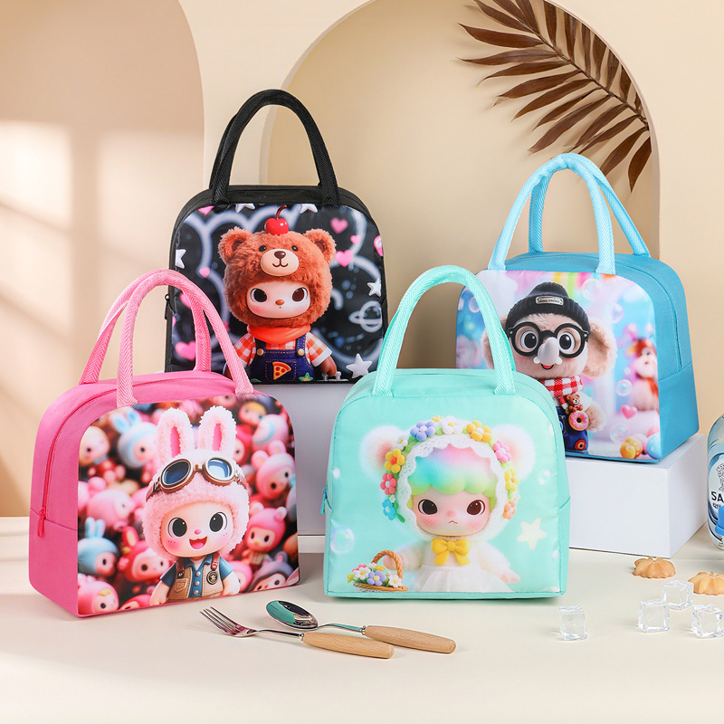 Nuevo paquete de almuerzo de dibujos animados para niños y estudiantes con bolsas de almuerzo de aislamiento térmico bolsas de almuerzo bolsas de almuerzo para trabajar bolsas de viaje a la escuela