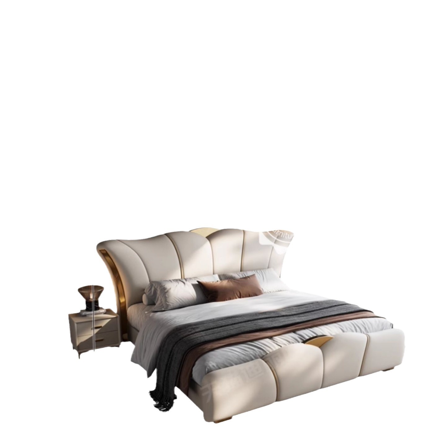 Cama de cuero ligera de lujo italiana, cama principal, cama queen size, 1m8, hogar moderno y simple, 1m5, nuevo almacenamiento de 2m, envoltura suave, boda