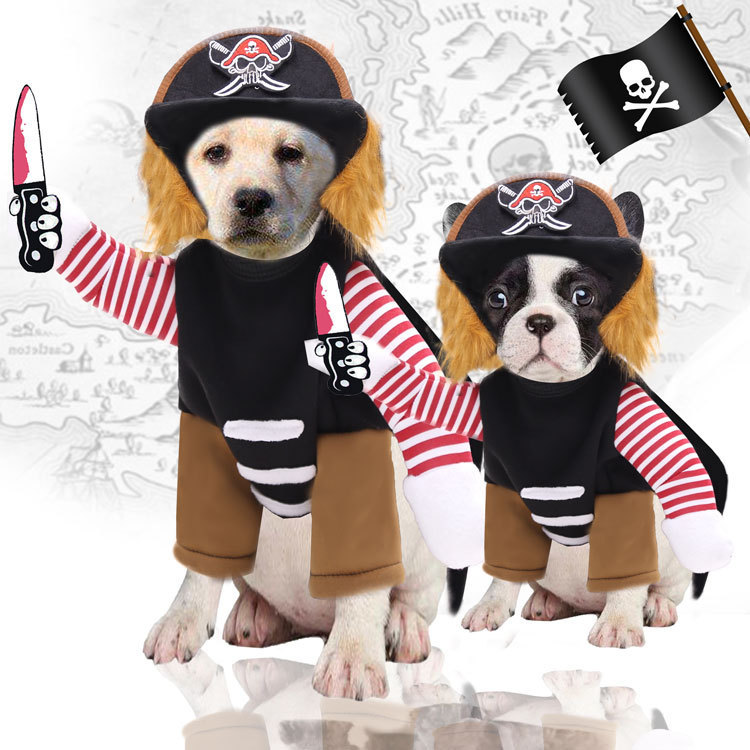 Disfraz divertido de pirata para perros grandes, ropa para perros y gatos, golden retriever, bulldog francés, disfraces de Halloween, artículos para perros image 2