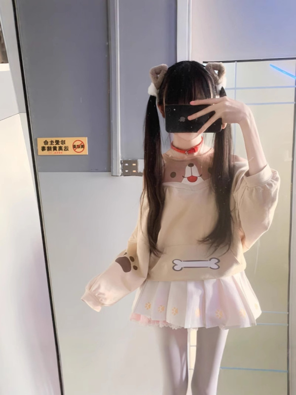 日本のかわいい子犬のプリントの衛衣の春と秋の怠惰でゆったりしています。|undefined