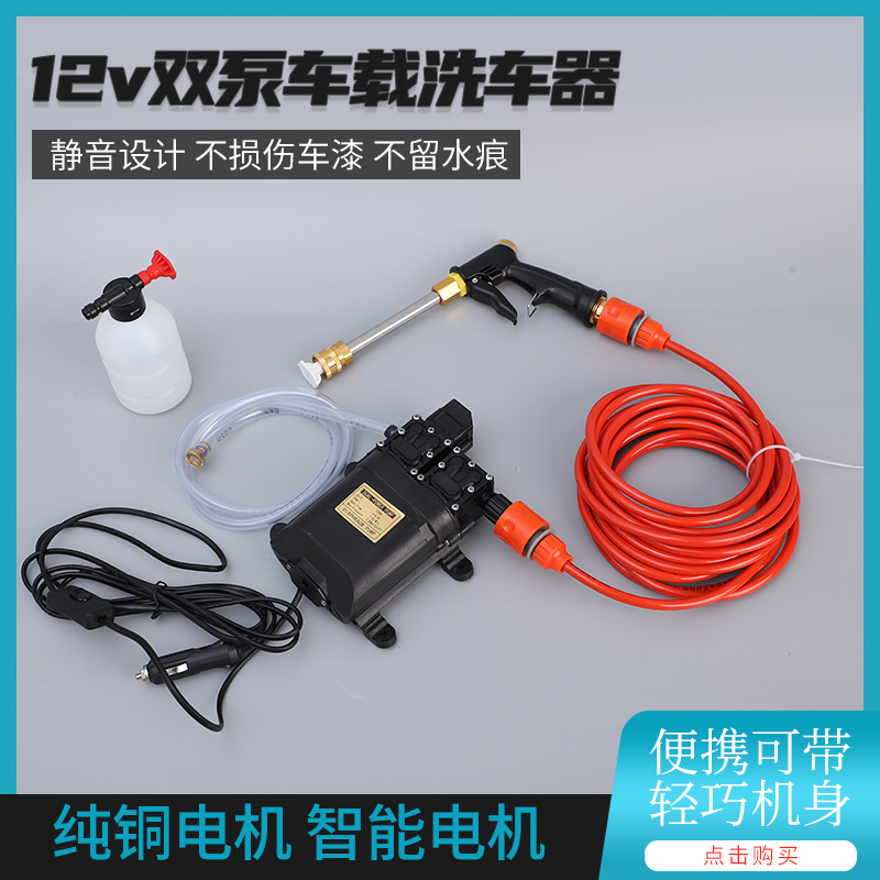 Supply 12v double pump car washing device car portable car washing artifact automatic water pump car washing device