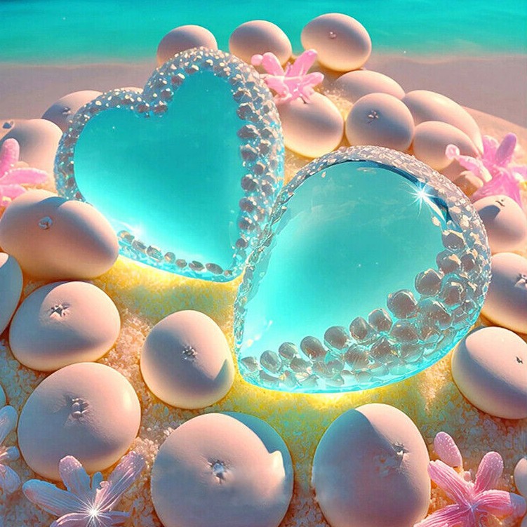 Pintura de diamantes de playa 5D de amor pintura de diamantes redonda pintura de decoración de la sala de estar DIY pintura de diamantes colorida paisaje pegatinas de diamantes