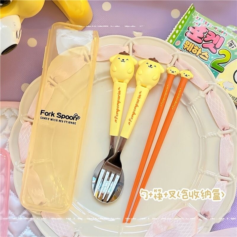 アニメ玉桂犬フォークスプーン箸公仔造形便利食器クロミセット食事生児童食器|undefined